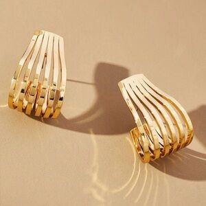 Open Edit Gold Sculptural Hoop Earrings Modern Statement Nickel Free